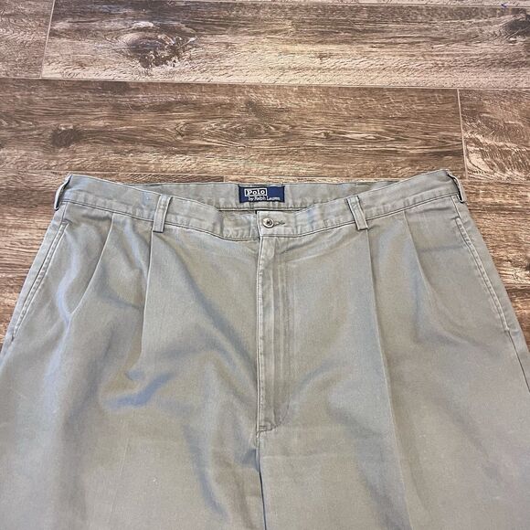VTG Polo Ralph Lauren Pants Mens 42x32 Green Pant Pleated Cuffed Classic 90s - Picture 3 of 12